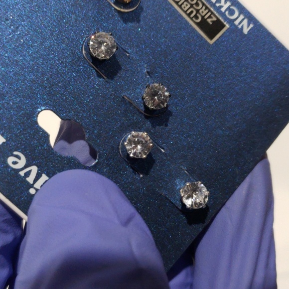 3 Silver-tone Sparkling Cubic Zirconia Crystal Stud Earring - Women's Jewelry - Picture 5 of 6